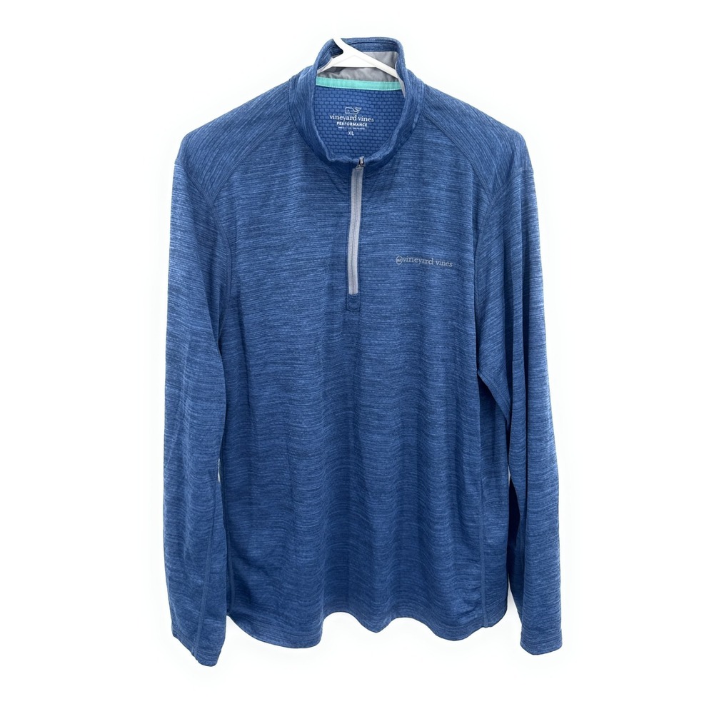 Vineyard Vines Mens XL Blue Heathered 1/4 Zip Performance Pullover